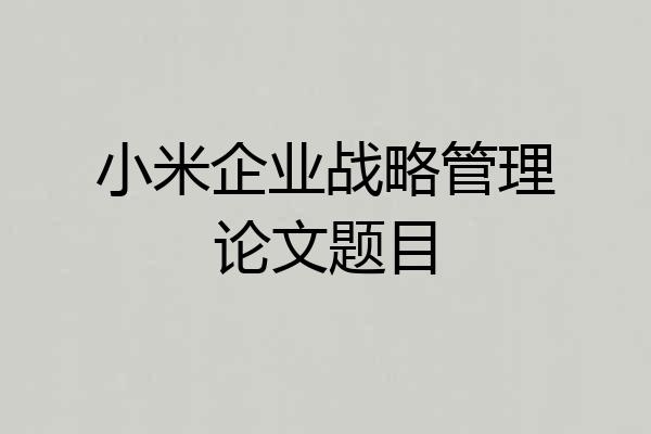 小米企业战略管理论文题目
