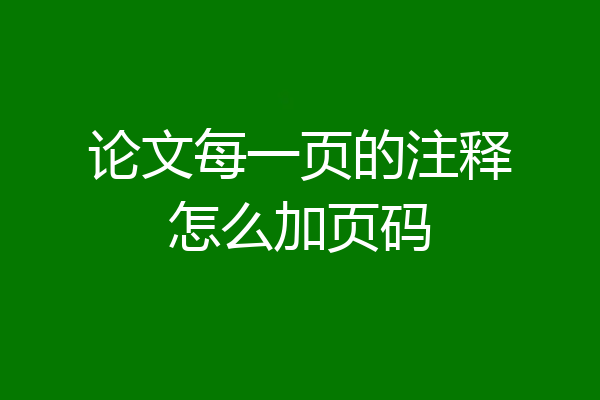 论文每一页的注释怎么加页码