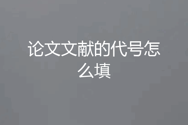 论文文献的代号怎么填