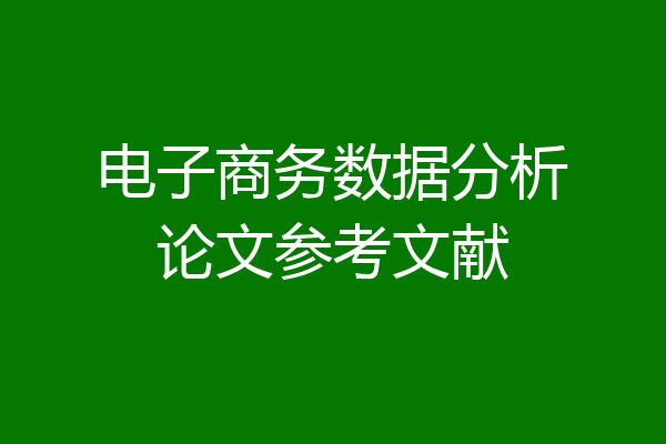 电子商务数据分析论文参考文献
