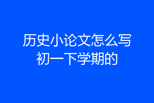 历史小论文怎么写初一下学期的