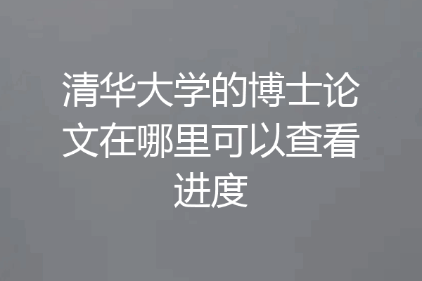清华大学的博士论文在哪里可以查看进度