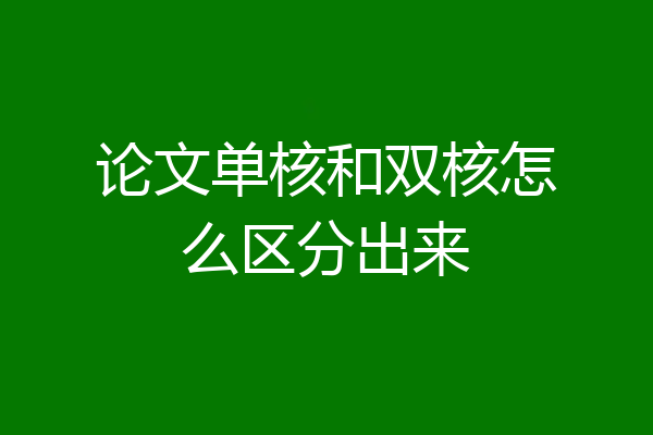 论文单核和双核怎么区分出来