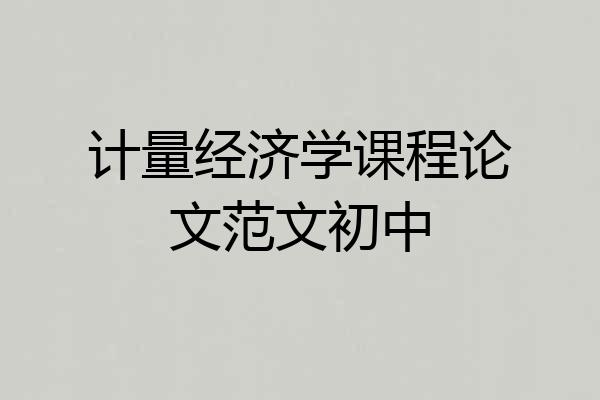 计量经济学课程论文范文初中