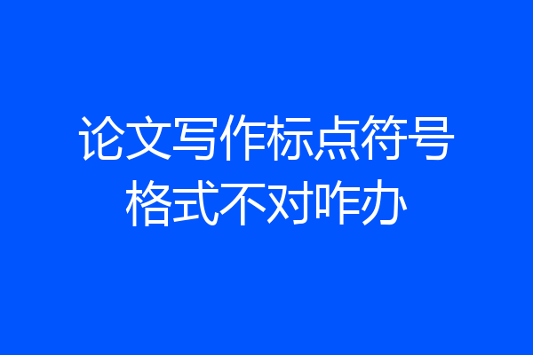 论文写作标点符号格式不对咋办