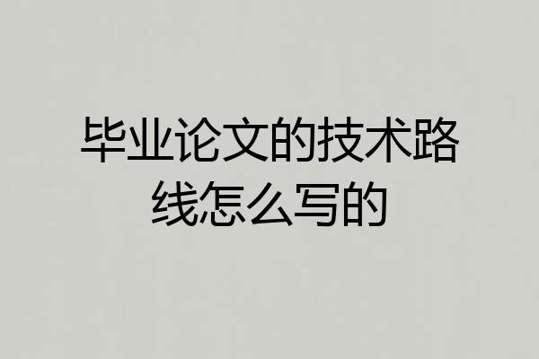 毕业论文的技术路线怎么写的