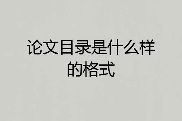论文目录是什么样的格式