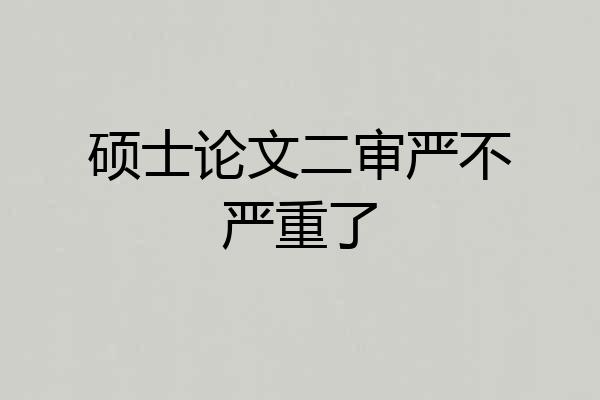 硕士论文二审严不严重了