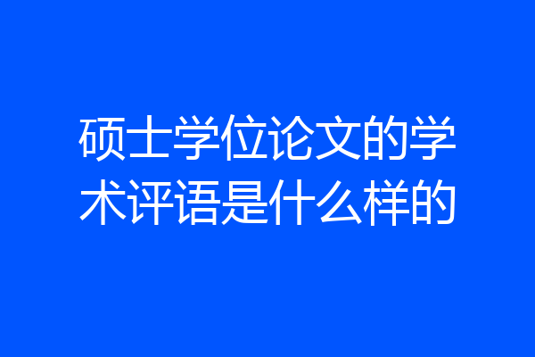 硕士学位论文的学术评语是什么样的