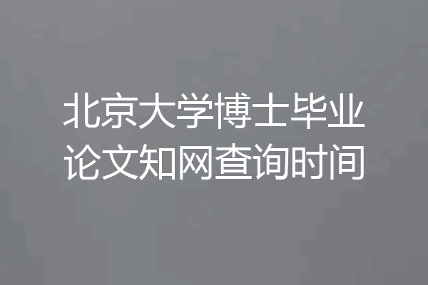 北京大学博士毕业论文知网查询时间