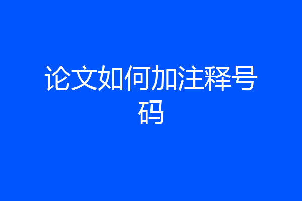 论文如何加注释号码