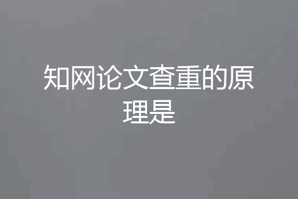 知网论文查重的原理是