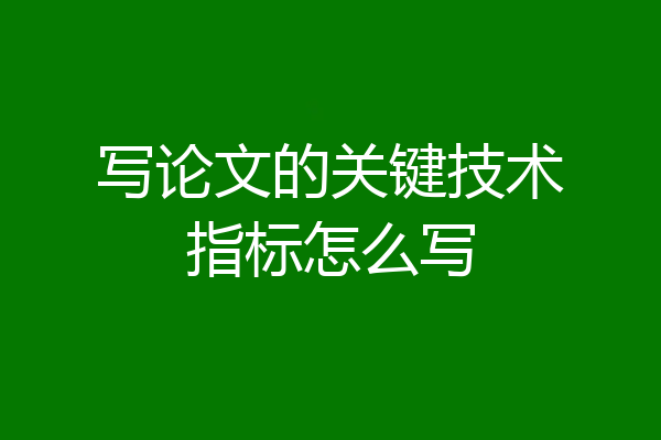 写论文的关键技术指标怎么写