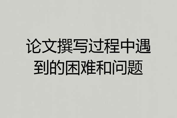 论文撰写过程中遇到的困难和问题