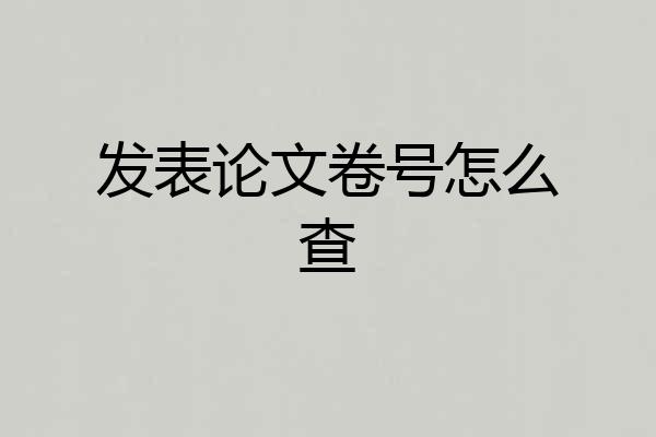 发表论文卷号怎么查