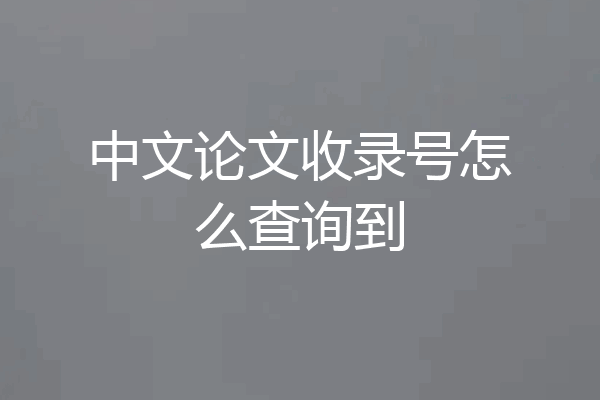 中文论文收录号怎么查询到