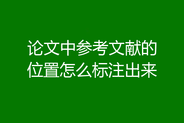 论文中参考文献的位置怎么标注出来