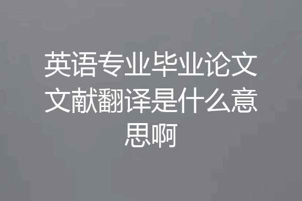 英语专业毕业论文文献翻译是什么意思啊
