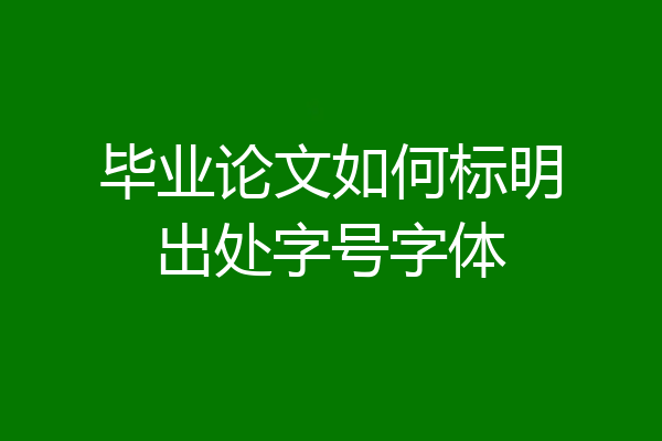 毕业论文如何标明出处字号字体