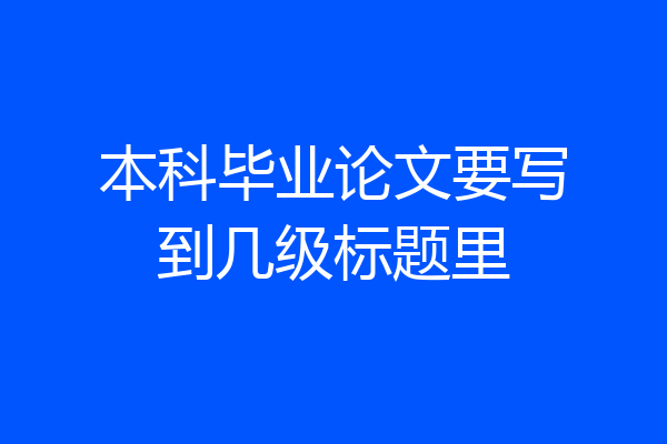 本科毕业论文要写到几级标题里