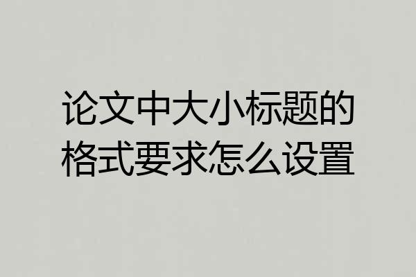 论文中大小标题的格式要求怎么设置