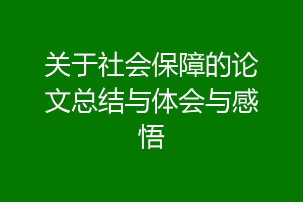 关于社会保障的论文总结与体会与感悟