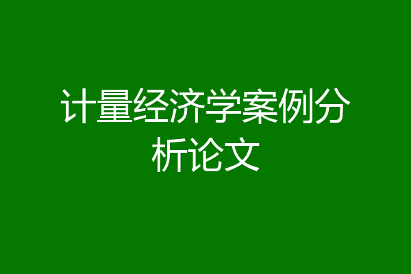 计量经济学案例分析论文