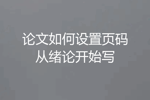论文如何设置页码从绪论开始写