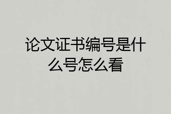 论文证书编号是什么号怎么看