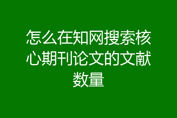 怎么在知网搜索核心期刊论文的文献数量