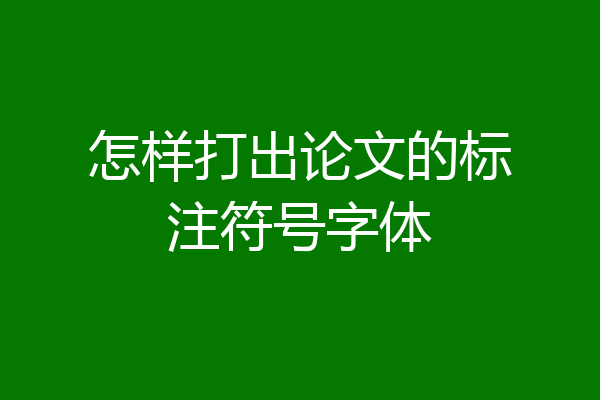 怎样打出论文的标注符号字体