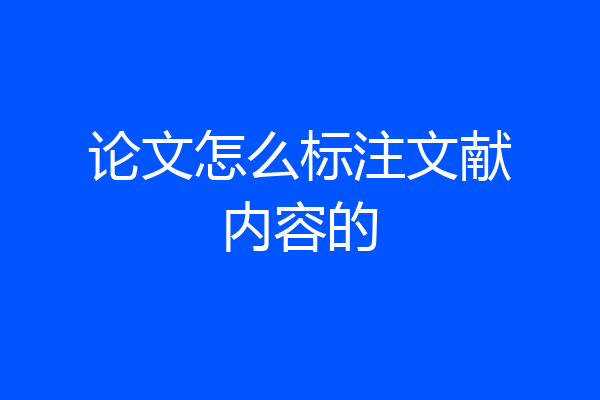 论文怎么标注文献内容的