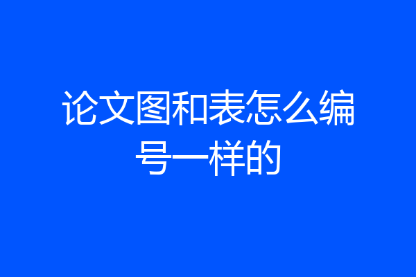 论文图和表怎么编号一样的
