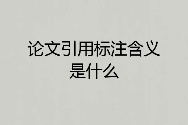 论文引用标注含义是什么