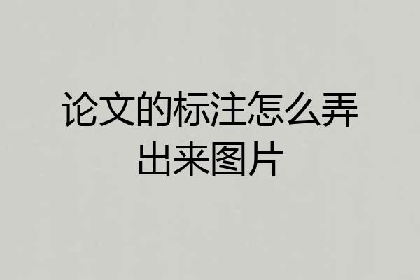 论文的标注怎么弄出来图片