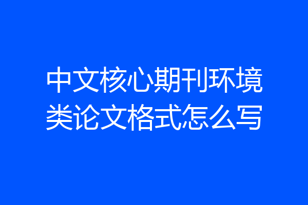 中文核心期刊环境类论文格式怎么写