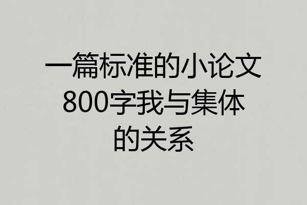一篇标准的小论文800字我与集体的关系
