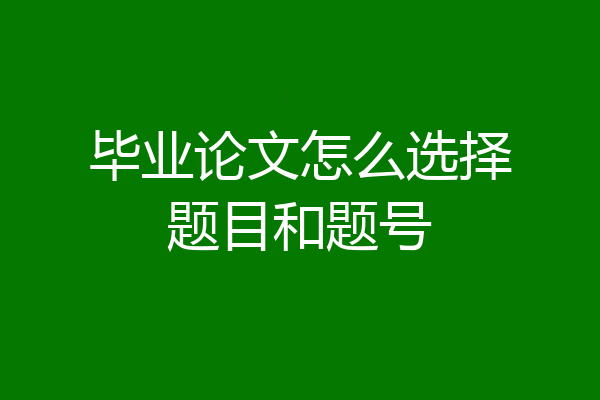 毕业论文怎么选择题目和题号