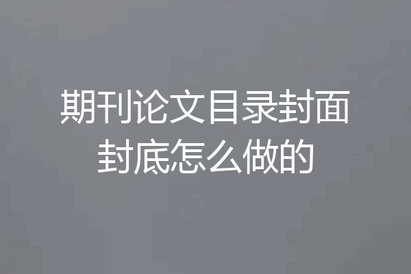 期刊论文目录封面封底怎么做的