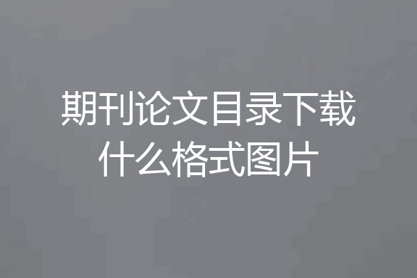 期刊论文目录下载什么格式图片