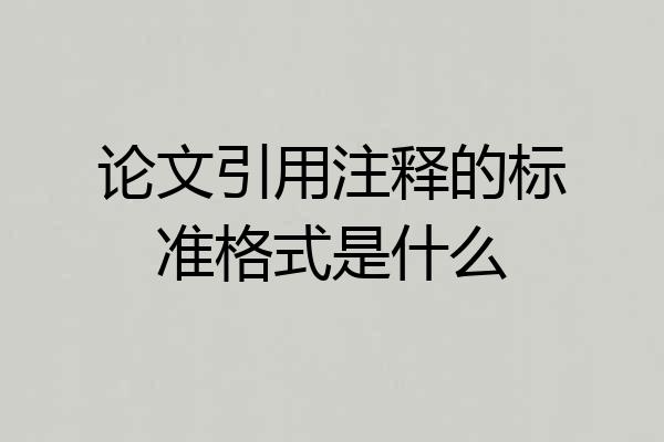 论文引用注释的标准格式是什么