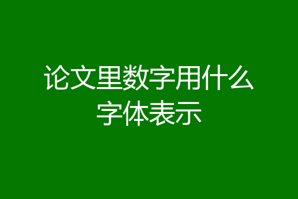 论文里数字用什么字体表示