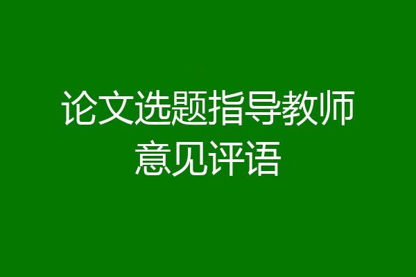 论文选题指导教师意见评语