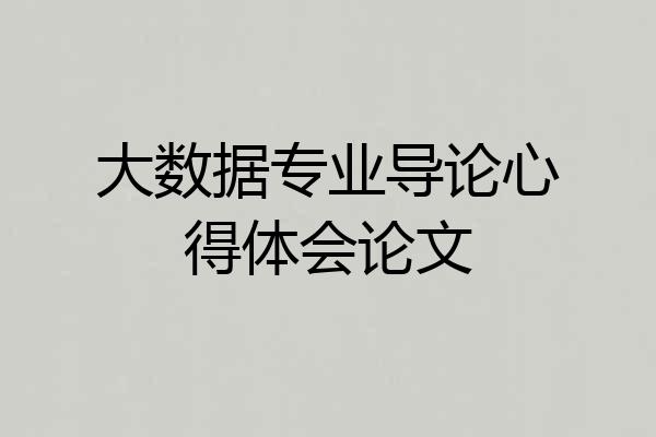 大数据专业导论心得体会论文