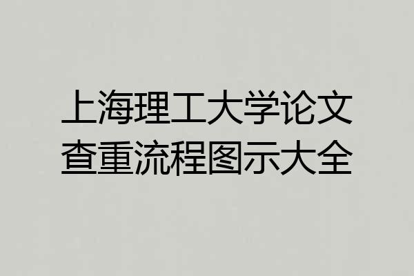 上海理工大学论文查重流程图示大全