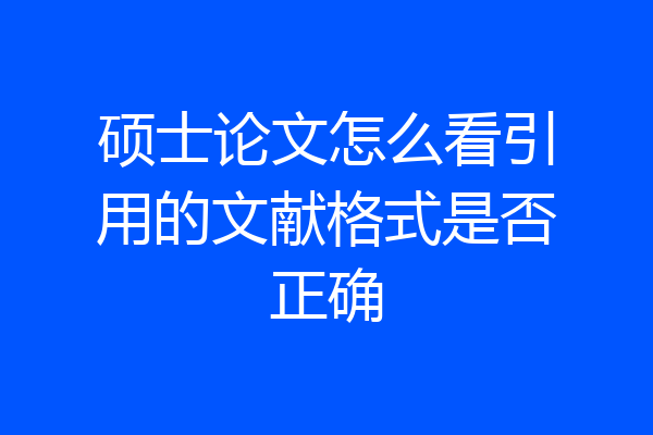 硕士论文怎么看引用的文献格式是否正确