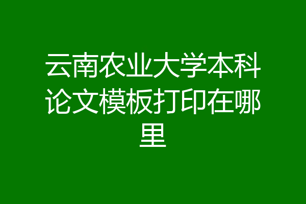 云南农业大学本科论文模板打印在哪里