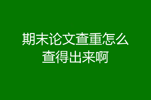 期末论文查重怎么查得出来啊