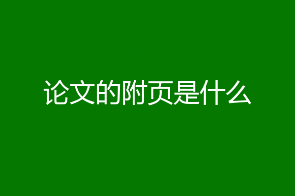 论文的附页是什么