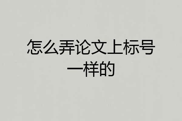 怎么弄论文上标号一样的